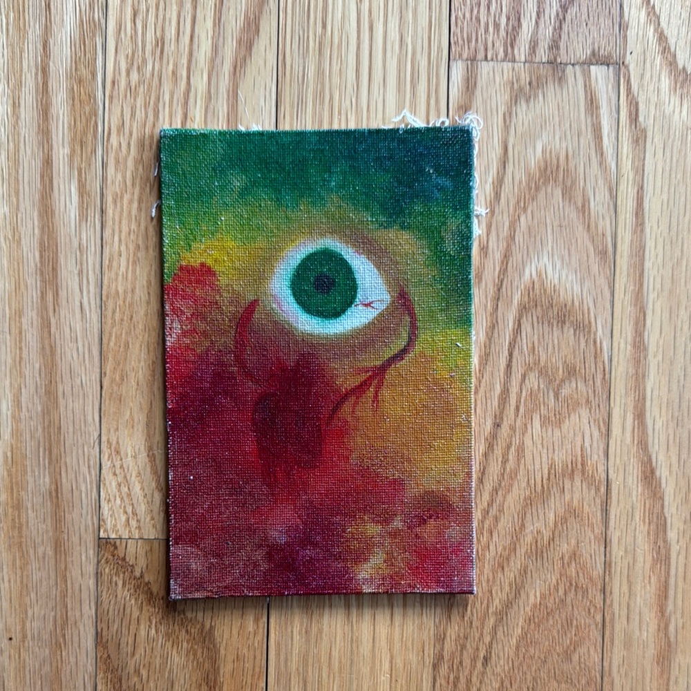Abstract Eye Canvas Art - Green and Red